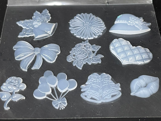 Set of 10 Celebrations Tiny, Borderless, Silicone Inlays