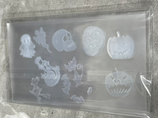 Set of 10 Halloween Tiny, Borderless, Silicone Inlays