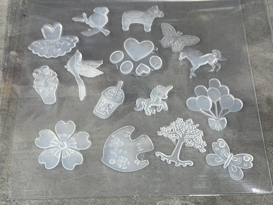 Set of 15 tiny, borderless, silicone inlays