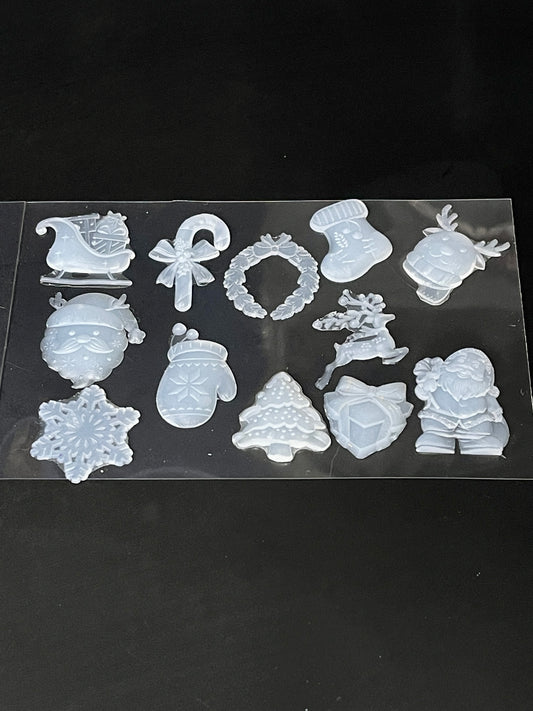 Set of 12 Tiny, Christmas, Borderless inlays