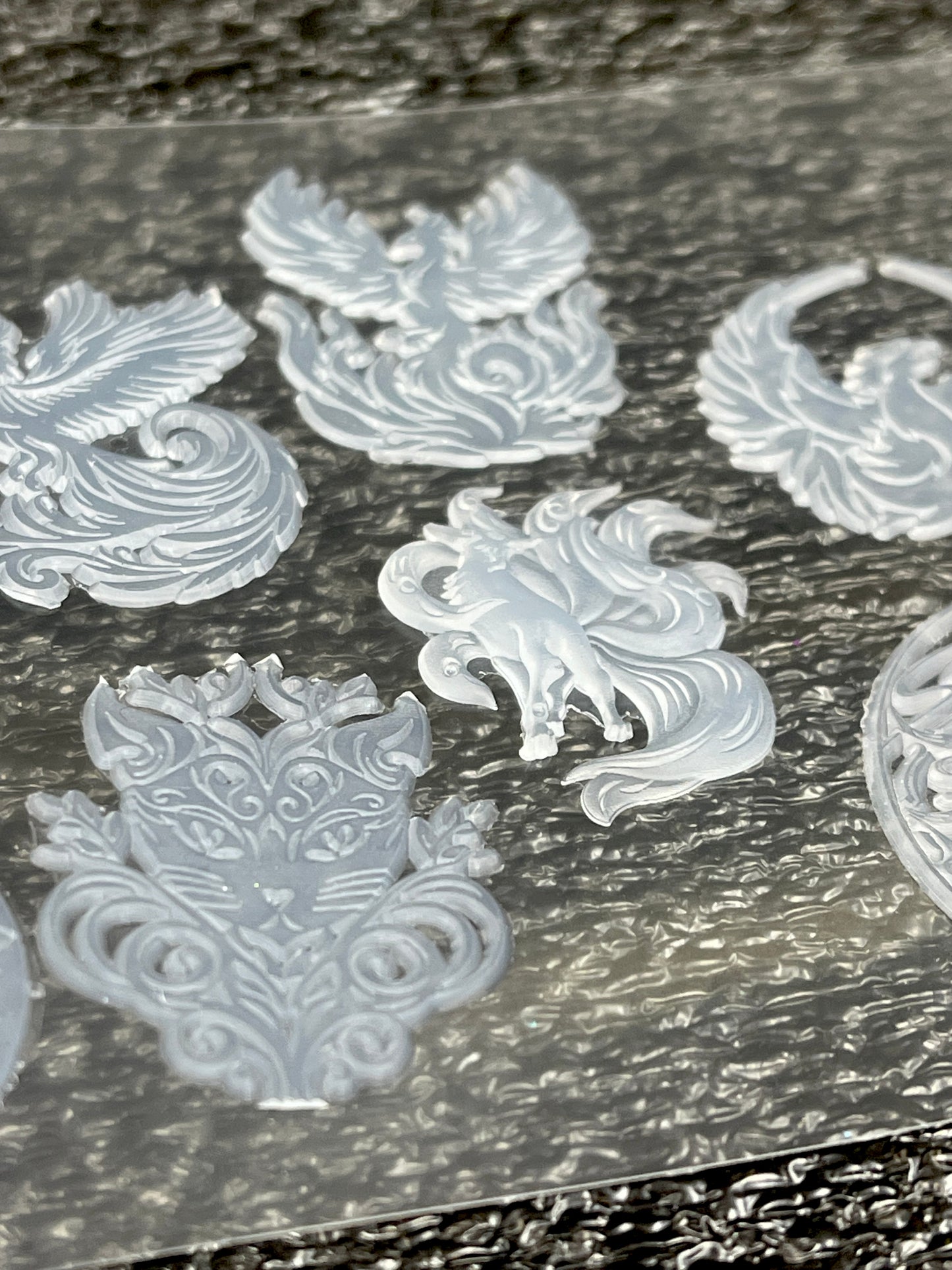 Set of 8 Tiny, Mythical, Silicone Inlays