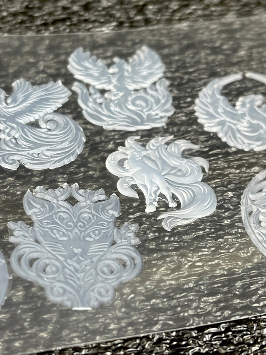 Set of 8 Tiny, Mythical, Silicone Inlays