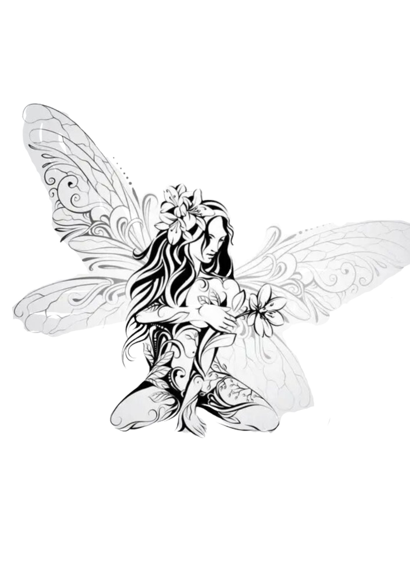 Borderless Sitting Fairy Large Silicone Inlay