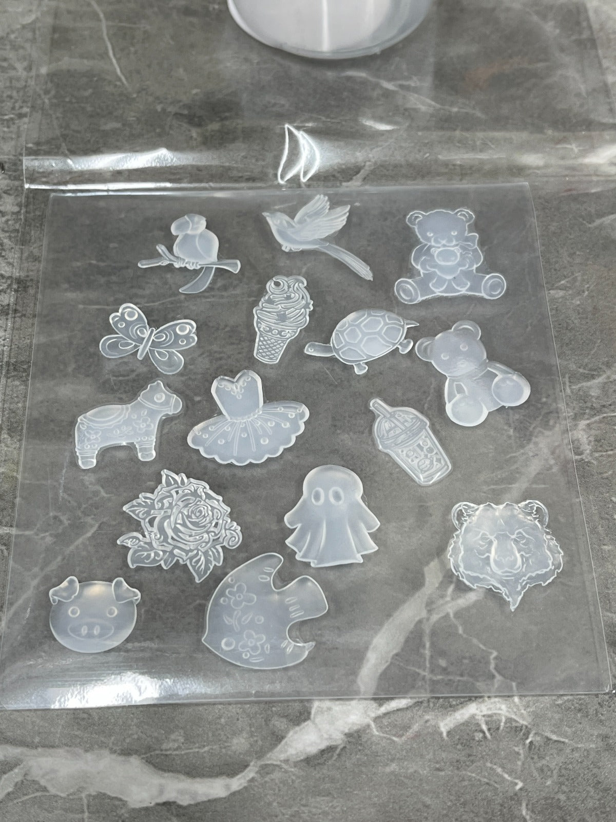 Set of 15 tiny, borderless, silicone inlays