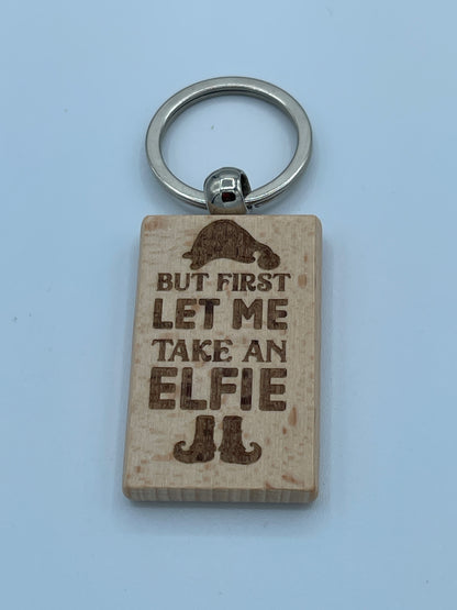 Personalised Wooden Christmas Keyrings