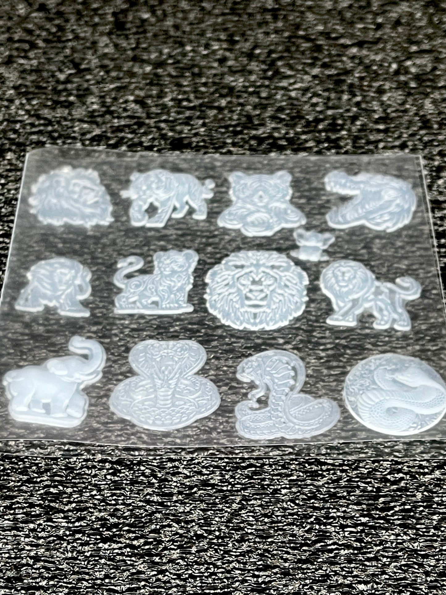 Set of 12 Tiny Safari Silicone Inlays with Bonus Micro Elephant