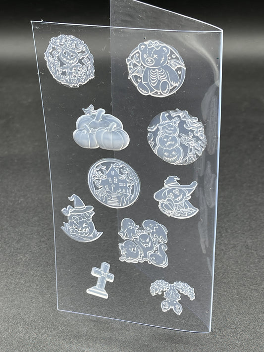 Set of 10 Halloween Tiny, Borderless, Silicone Inlays SET 2